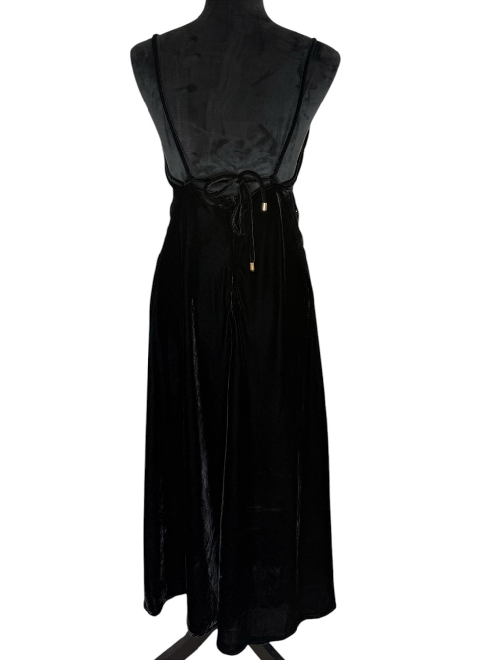 Farm Rio Richelieu Midi Slip Dress Size S Black Velvet Lace Whimsigoth Evening - Picture 3 of 15